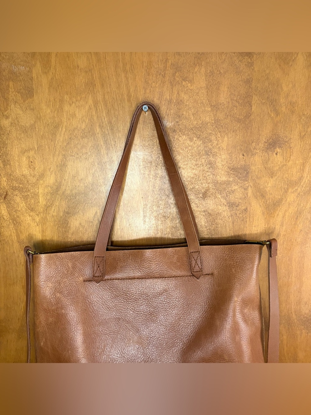 Madewell Leather Medium Transport Tote Purse English Saddle Brown Crossbody Bag - Picture 4 of 13